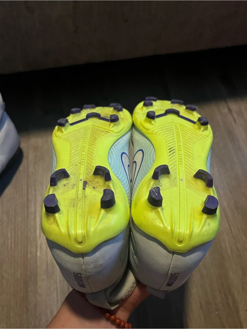 Nike Kids Light Blue and Blue Athletic Cleats
